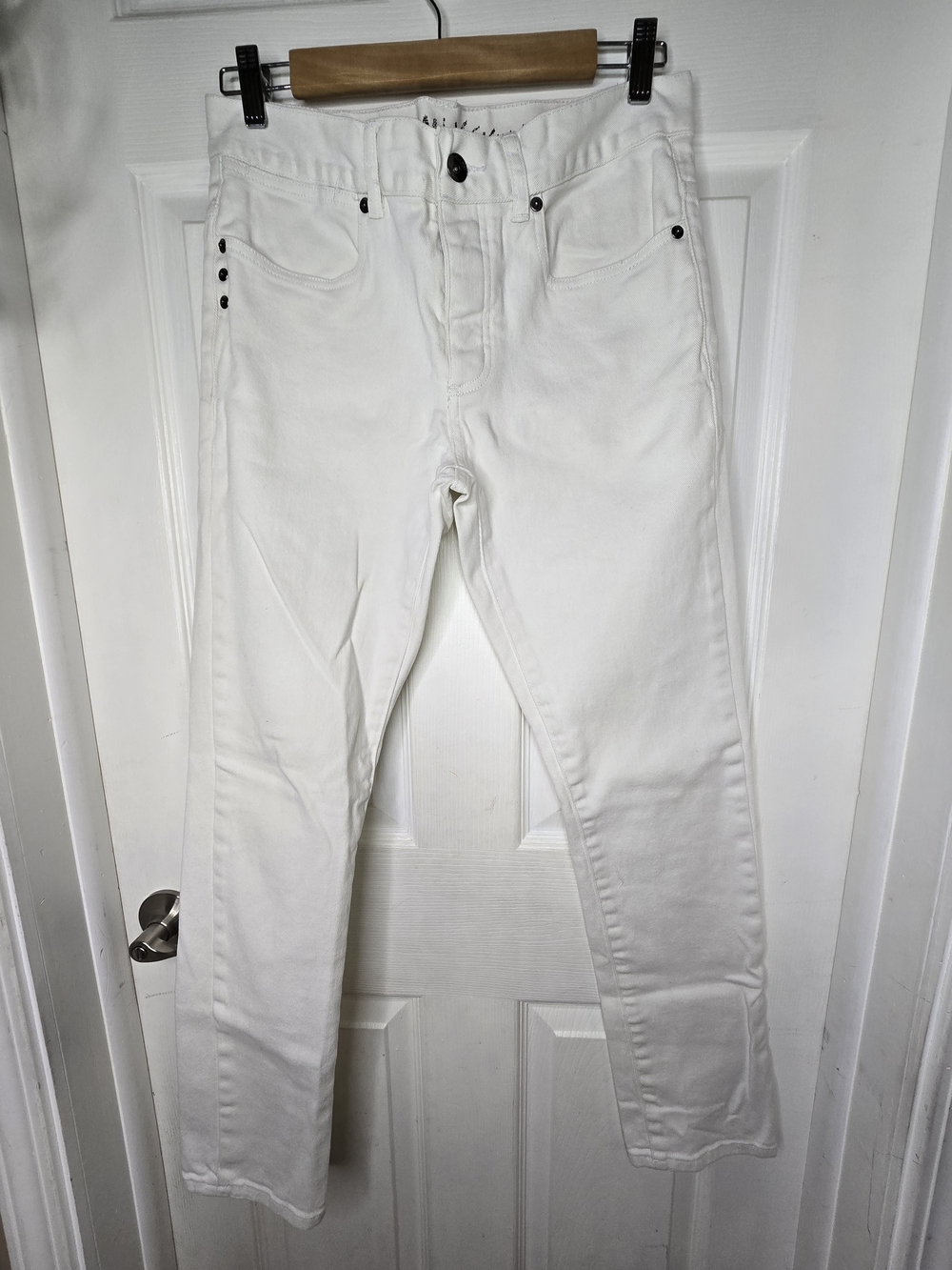 KR3W KSkinny White Denim Jeans Mens Sz 30 Slim Tapered Leg Filthy Forever Skater